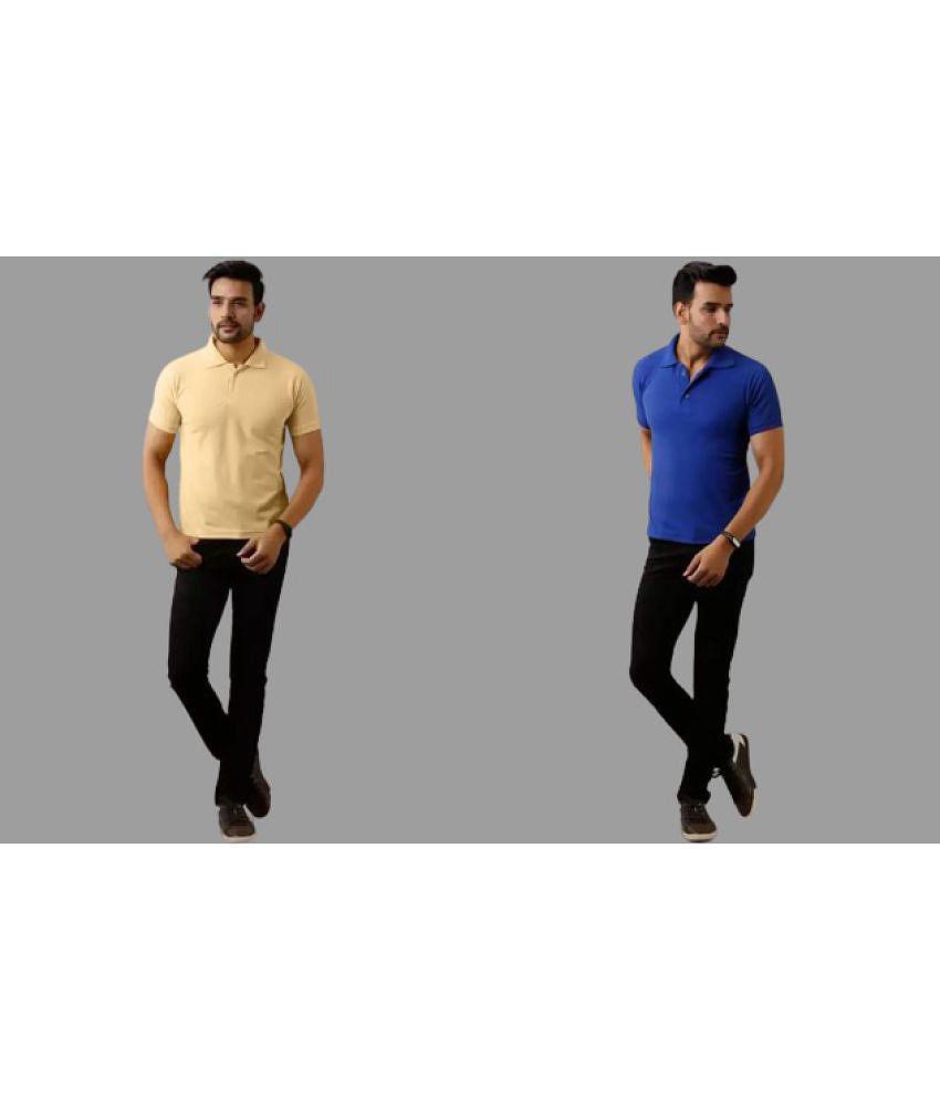 SKYRISE - Multicolor Cotton Blend Slim Fit Men's Polo T Shirt ( Pack of 2 ) - None