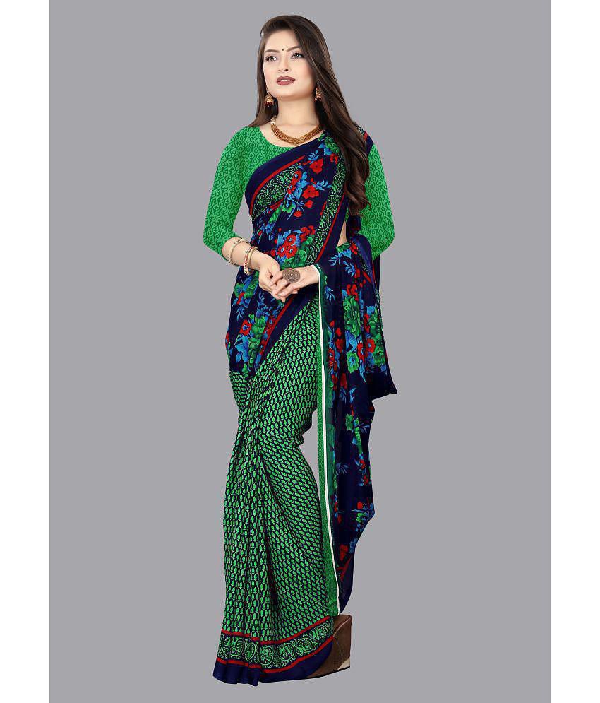 Anand Sarees - Green Georgette Saree With Blouse Piece ( Pack of 1 ) - Green