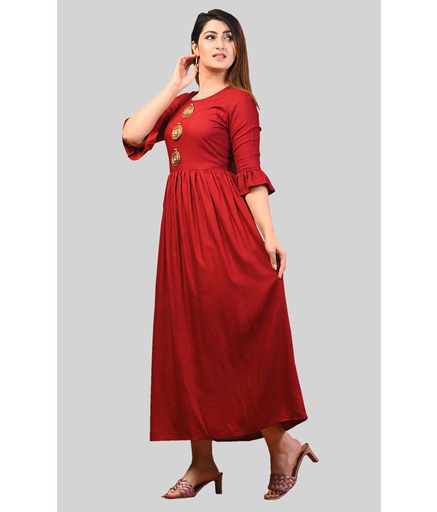 Latest Men Frionkandy - Red Rayon Women's Gown ( Pack of 1 ) - None 2025 at ShopCircuit | ONDC