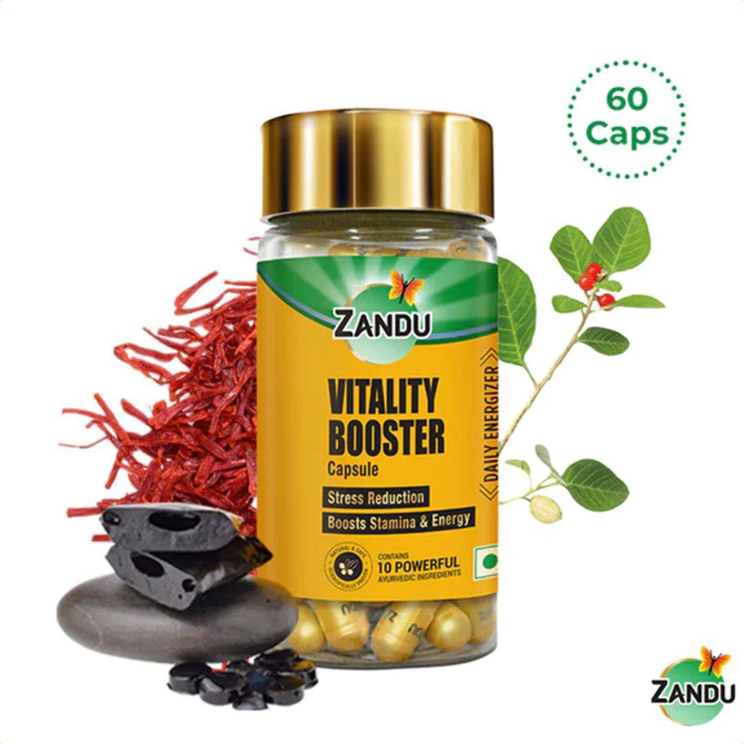 Zandu Vitality Booster Capsules (Natual Stress Relief Capsules)