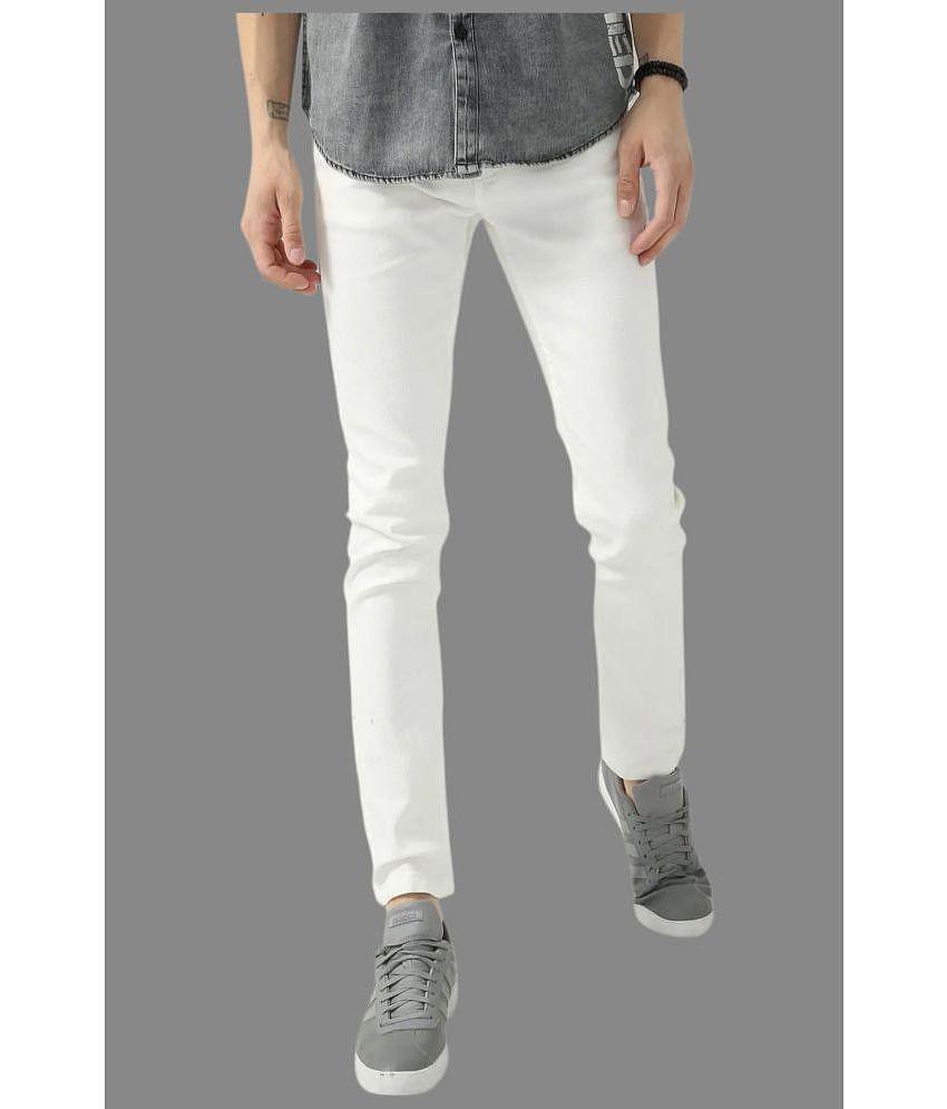 HALOGEN - White Denim Skinny Fit Men's Jeans ( Pack of 1 ) - None