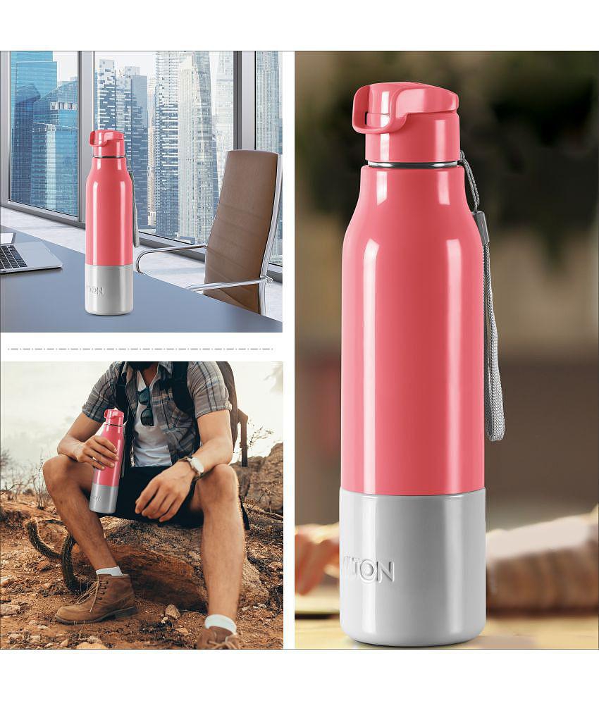 Milton Steel Sprint 900 Insulated Inner Stainless Steel Water Bottle, 630 ml, Pink | Hot or Cold | Easy Grip | Leak Proof | Kids School Bottle | Office | Gym | Hiking | Treking | Travel Bott