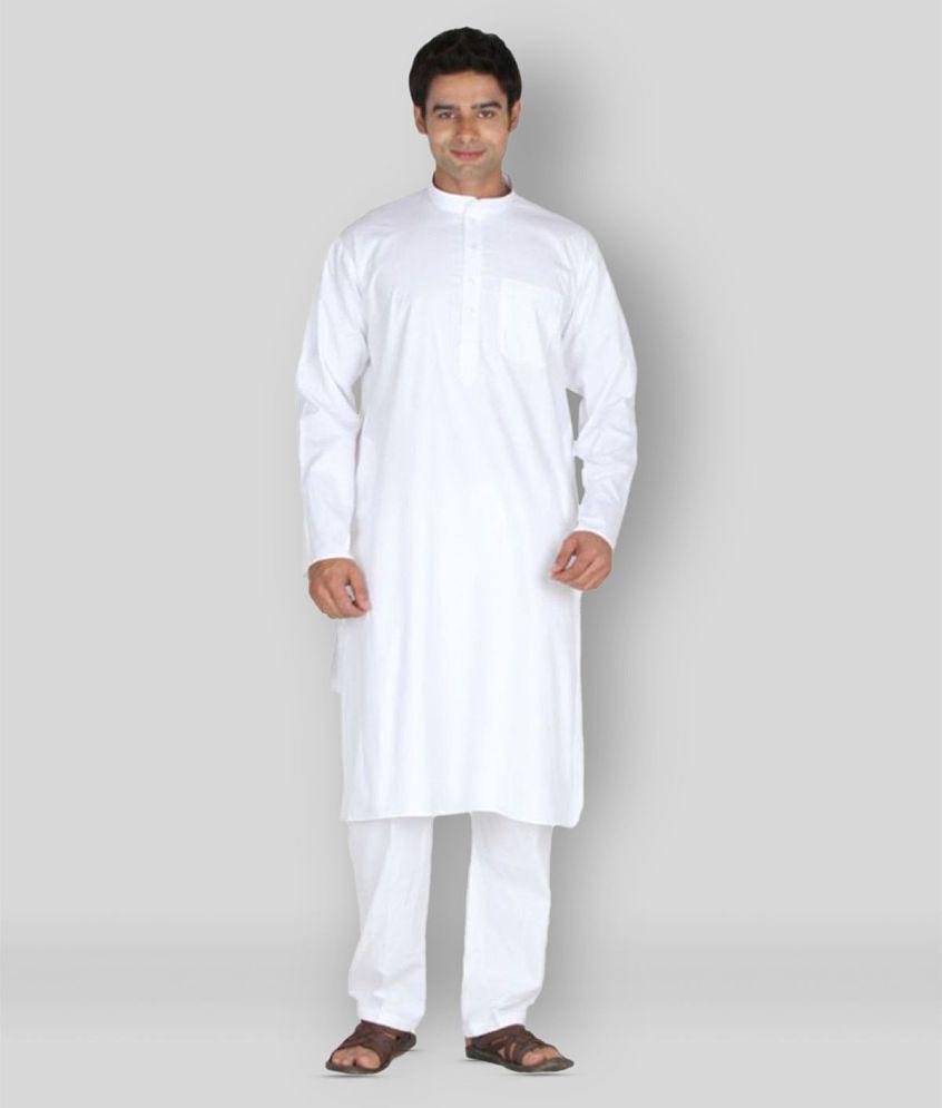 Sttoffa - White Cotton Regular Fit Mens Kurta Pyjama Set ( Pack of 1 ) - None