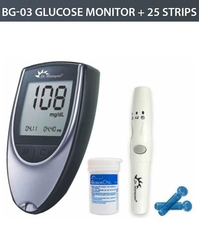 Dr Morepen Glucose Monitor BG-03- with 25 Sugar Test Strips Expiry Dec 2023