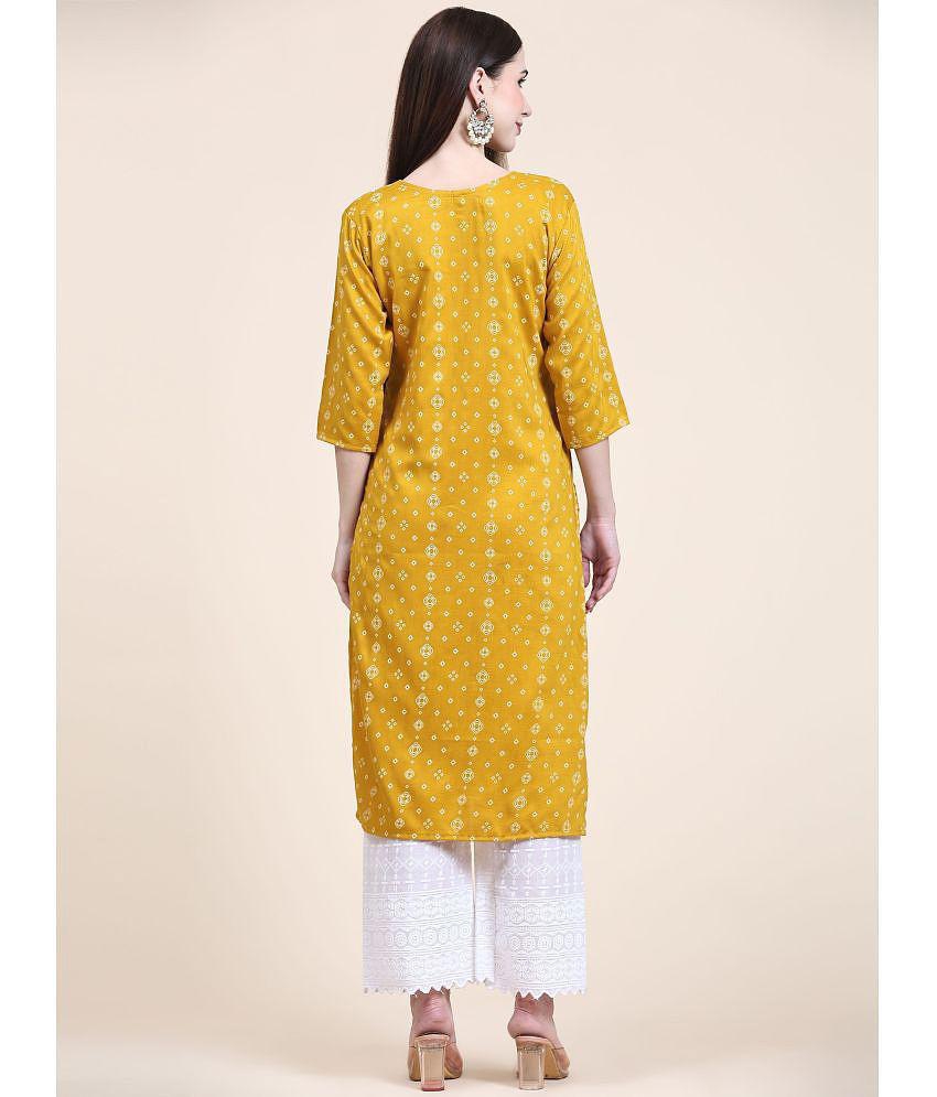 Buy Online Plo UB WOLF - Mustard Cotton Women's Straight Kurti ( Pack of 1 ) - None