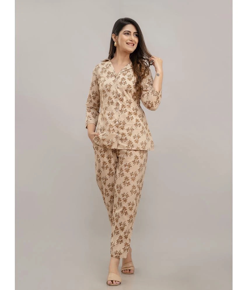 Top Women Frionkandy Beige Printed Pant Top Set - None 2025 at ShopCircuit | ONDC