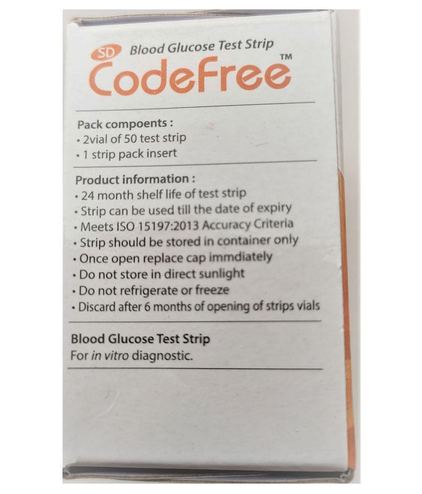 CodeFree SD Blood Glucose 100 Sugar Test Strip Expiry March 2024