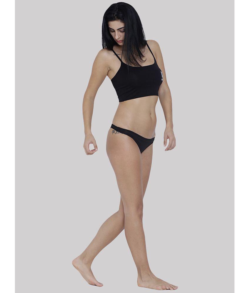 Top Men BASIICS By La Intimo - Black BCPSS01 Polyester Solid Women''s Bikini ( Pack of 1 ) - Non