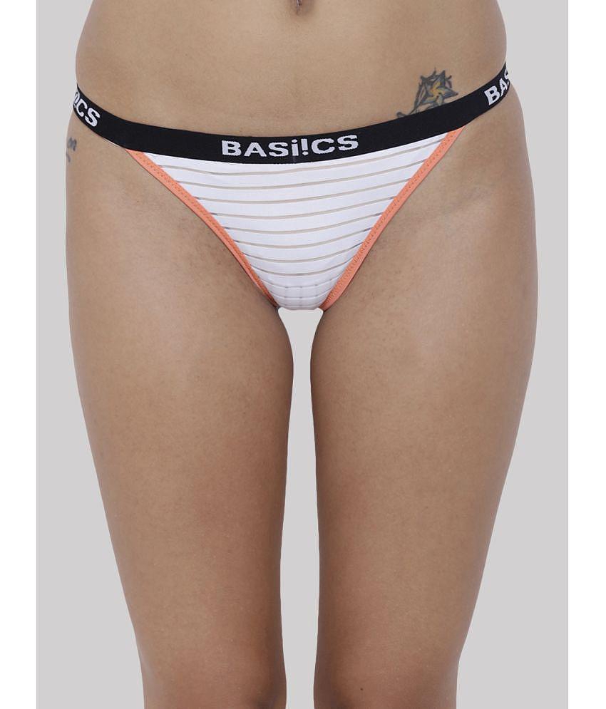 Chic Men BASIICS By La Intimo - White BCPTH01 Polyester Striped Womens Crotchless ( Pack of 1 ) 