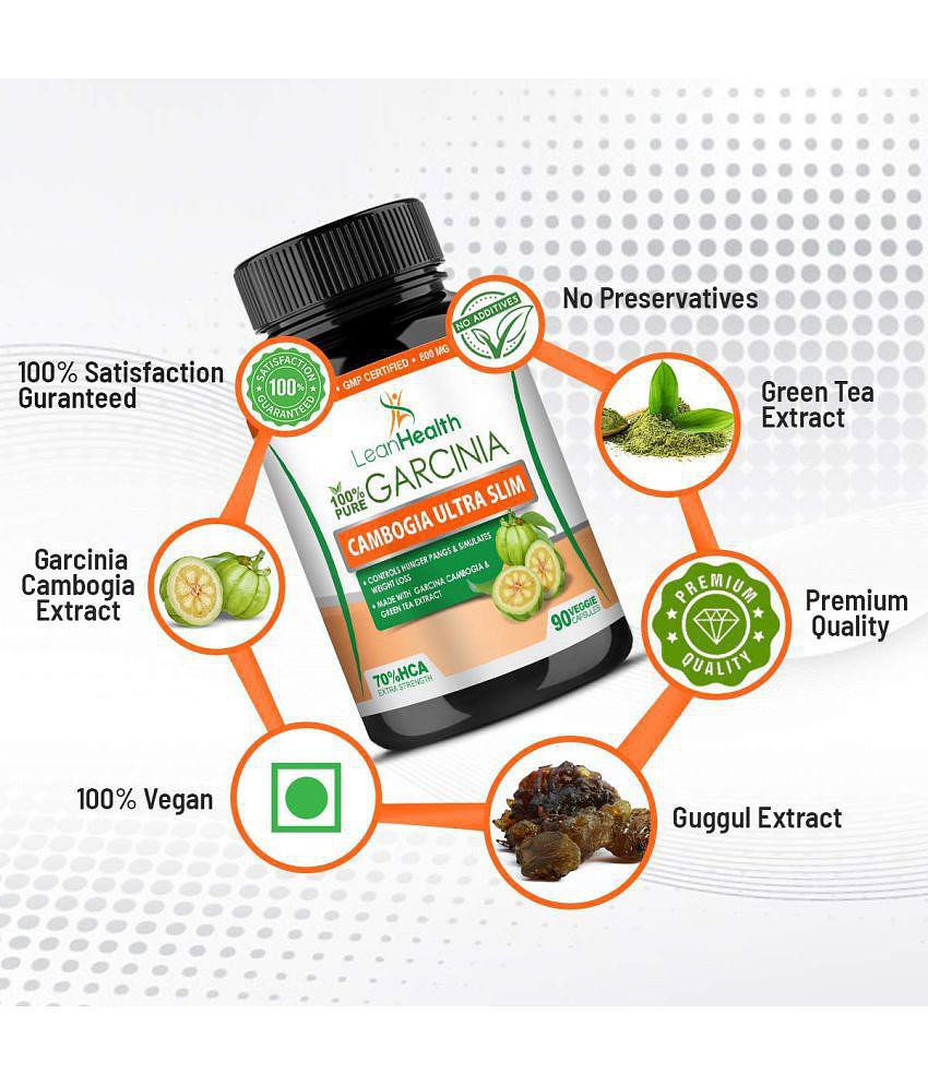 Leanhealth Garcinia Cambogia 800 mg with extract of Guggul and Green Tea - 90 Capsule | Helps in Natural Weight Manegement