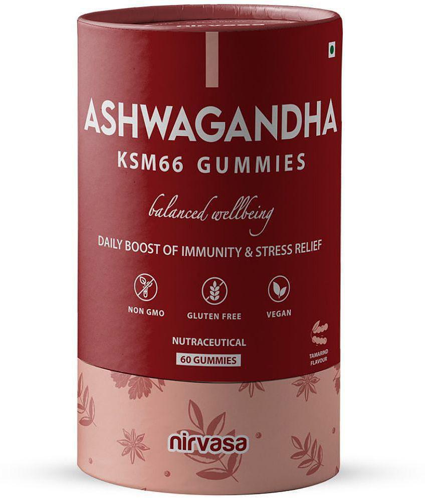 Nirvasa Ashwagandha KSM66 Gummies, for immunity, Vitality and Vigour, enriched with Vitamin D3 and Tamarind Flavour Sugar Free (1 x 60 Gummies) - 7-8 Years, Multicolor