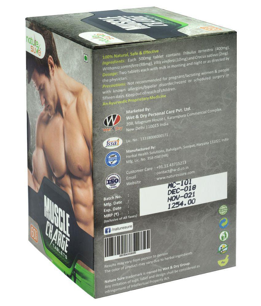 Nature Sure Muscle Charge Tablets for Strength & Protein Absorption - 1 Pack (60 Tablets)