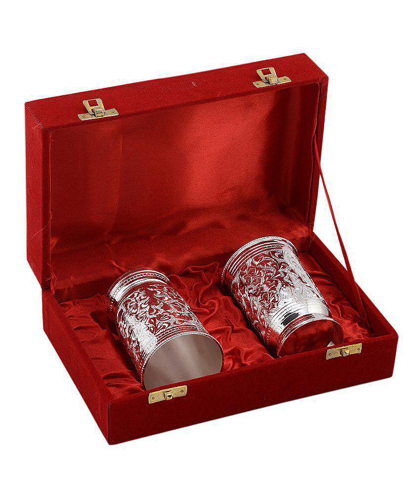 Rangsthali Fabulous Silver Plated Brass Glass Set (2 Pcs)