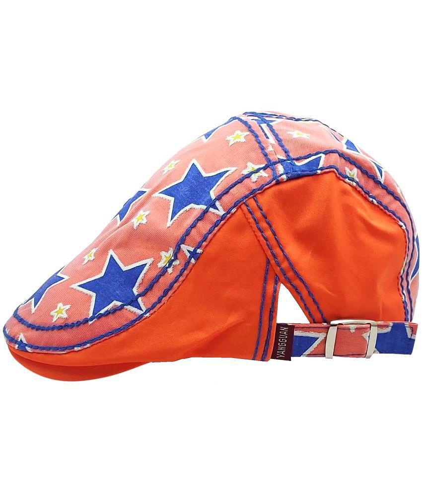 Premium Men Zacharias Unisex Kids Cotton Beret Golf Cap jk-10 (Orange_2-6 Years) (Pack of 1) - N