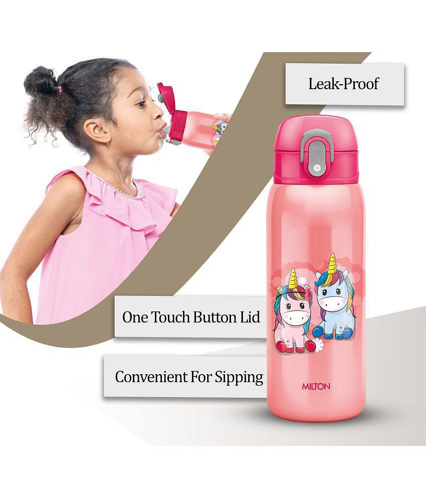 Milton Jolly 475 Thermosteel Sipper Water Bottle for Kids, 390 ml, Pink - Pink