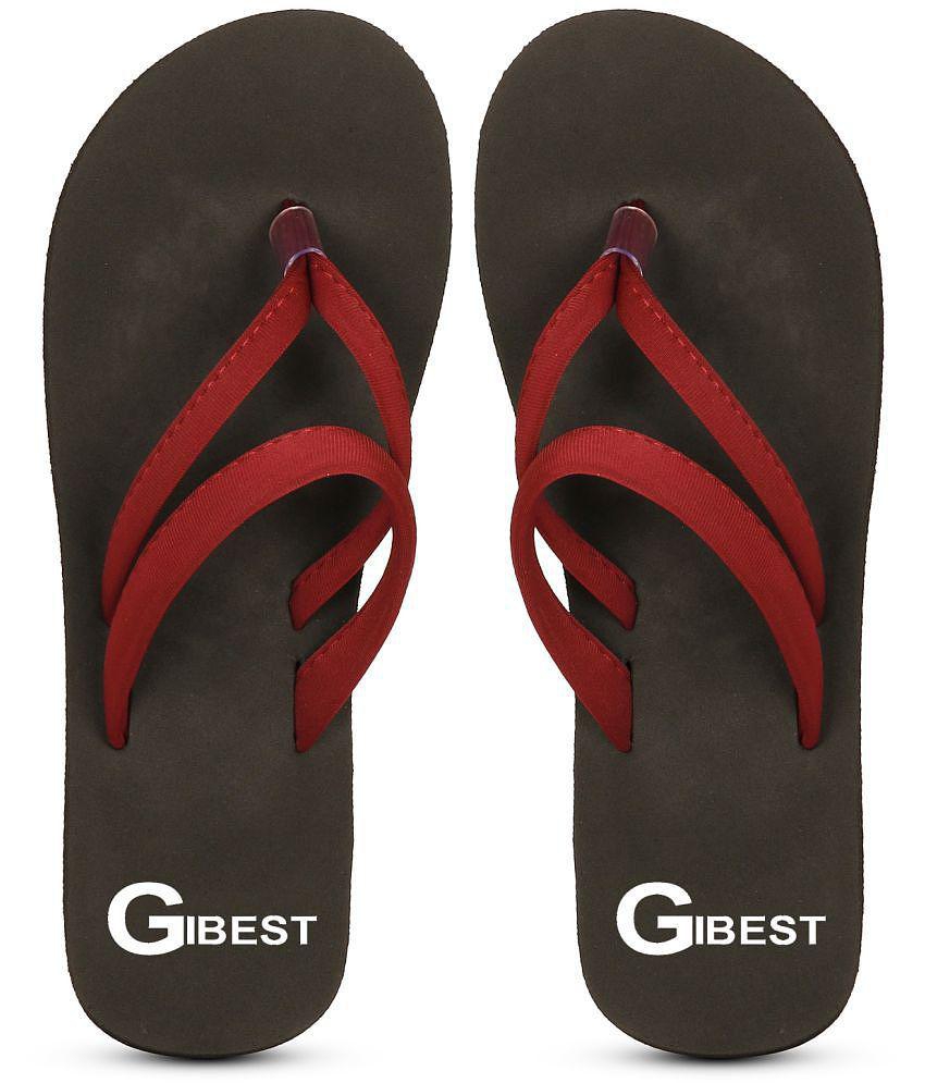 GBest - Maroon Women's Thong Flip Flop - None