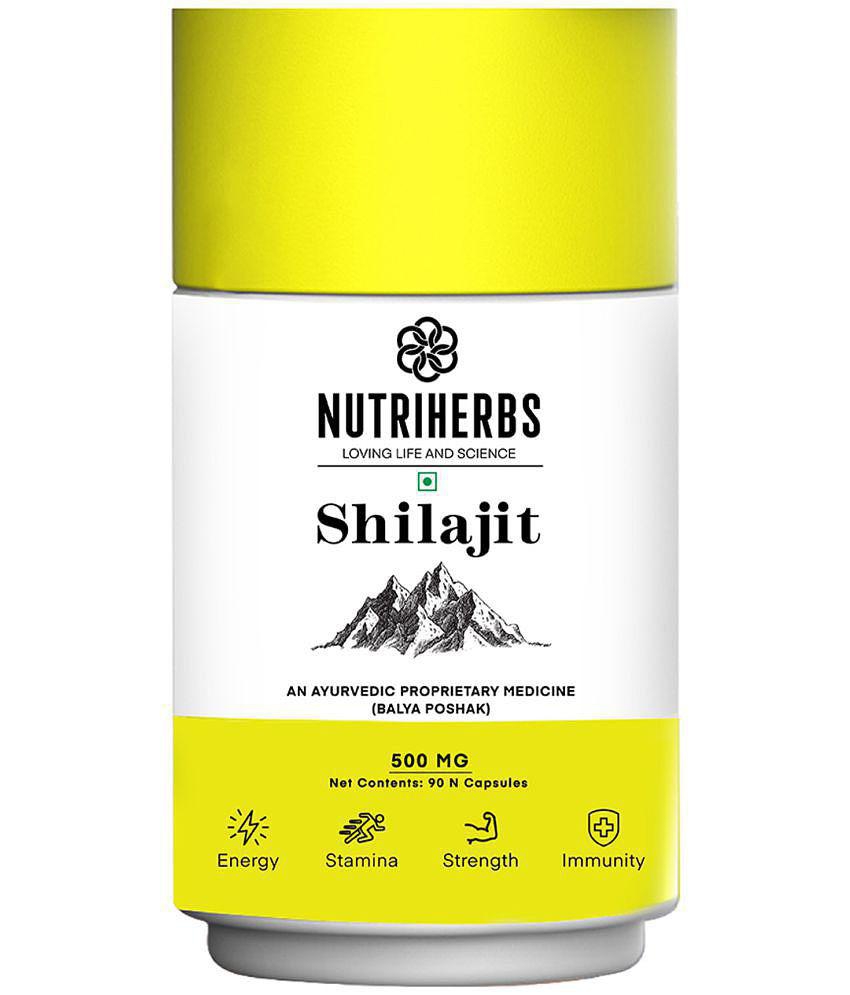 Nutriherbs Pure Shilajit/Shilajeet Extract 500mg - 90 Veg Capsules | For Stamina, Enhanced Performance & Muscle Growth