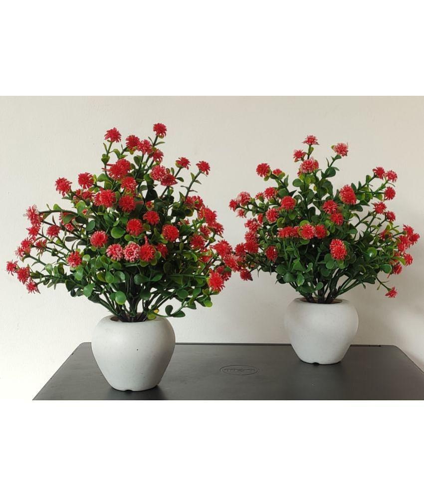 BAARIG - Red Daisy Artificial Flower ( Pack of 2 )