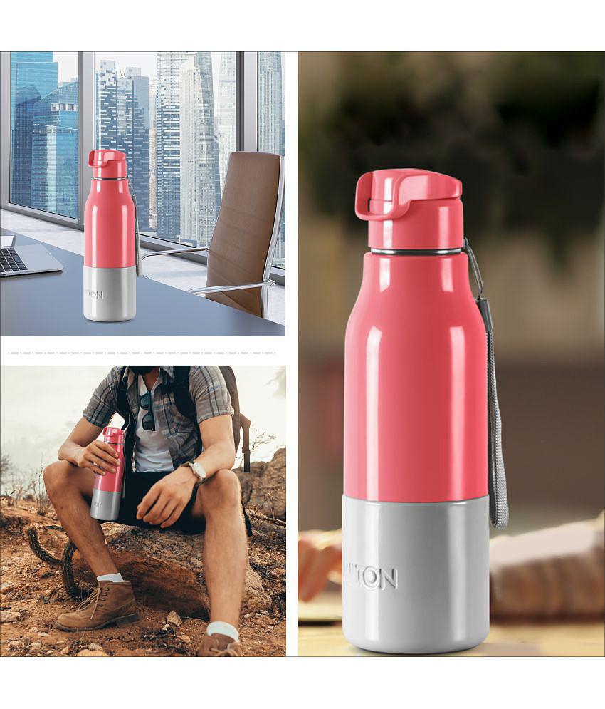 Milton Steel Sprint 600 Insulated Inner Stainless Steel Water Bottle, 510 ml, Pink | Hot or Cold | Easy Grip | Leak Proof | Kids School Bottle | Office | Gym | Hiking | Treking | Travel Bott