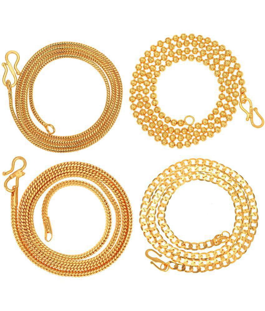 Exclusive Men AanyaCentric Combo of 4 Gold Plated 22inches Long Fashion Chain - None 2025 at Sho