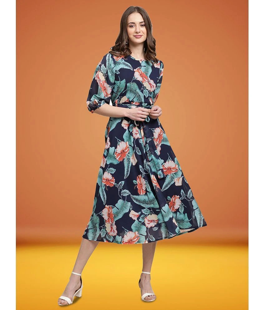 New Women Fabflee Blue Chiffon Gown - - None 2025 at ShopCircuit | ONDC