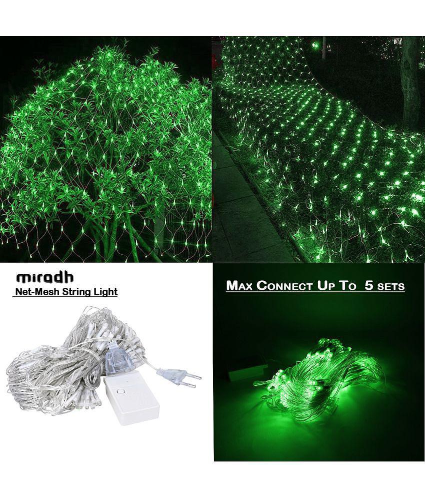 MIRADH Net Mesh String Lights For Diwali Decoration Green Outdoor Wall lights Cool Day Light - Pack of 1