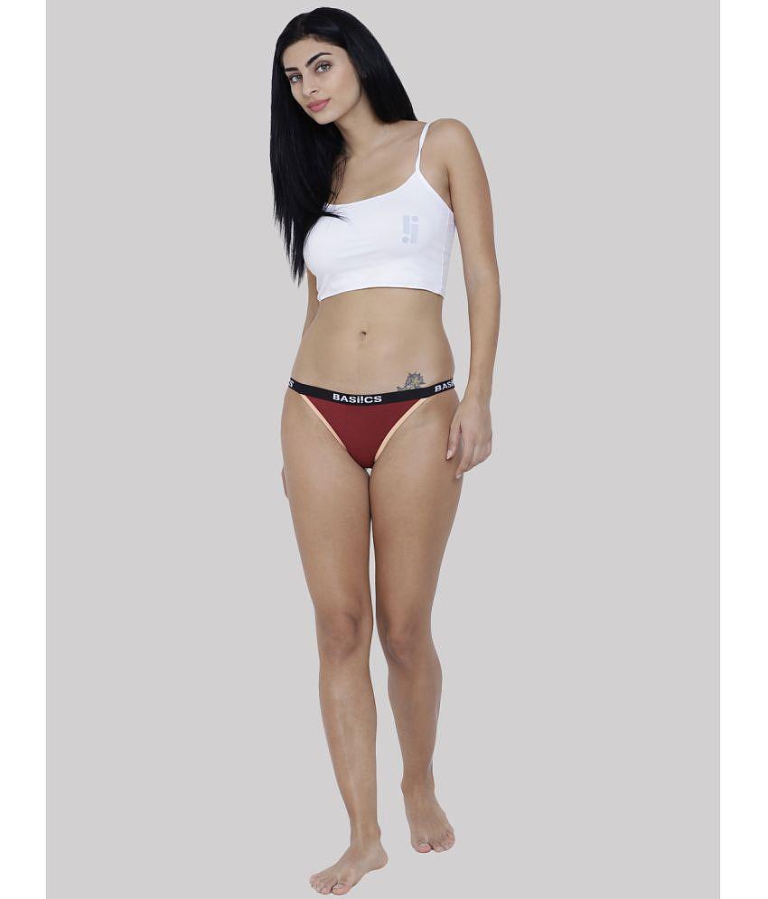 Stylish Men BASIICS By La Intimo - Maroon BCPBR09 Cotton Lycra Solid Women's Crotchless ( Pack o