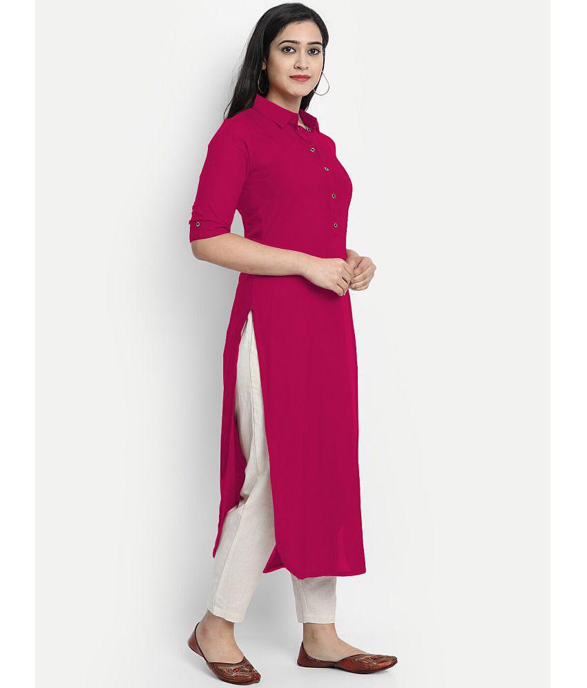 Elegant Women CARTSHOPY - Pink Rayon Women's Straight Kurti ( Pack of 1 ) - None 2025 at ShopCir