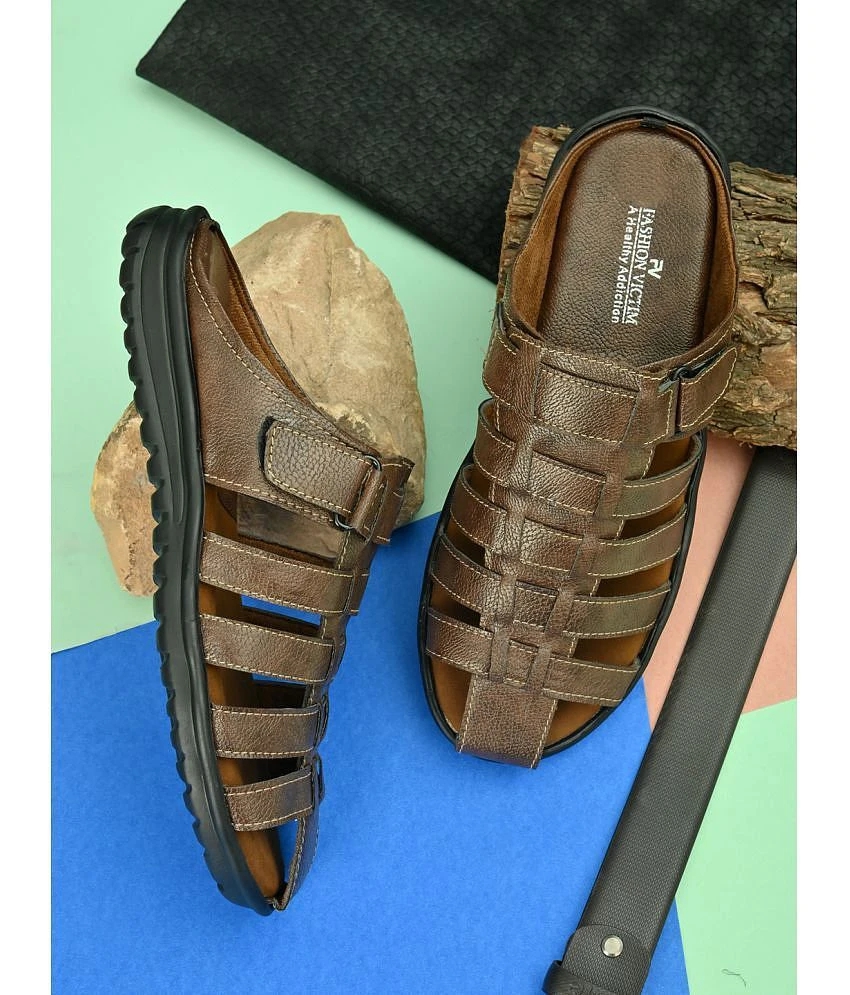 Exclusive Men Fashion Victim Brown Synthetic Leather Sandals - None 2025 at ShopCircuit | ONDC