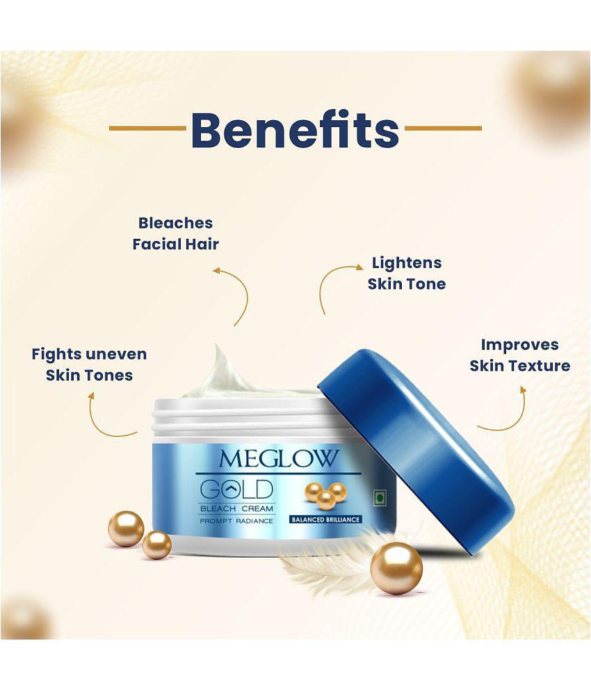 Meglow (2) Gold Bleach Cream 50g with (2) Apricot Scrub 70g Combo- Pack of 4