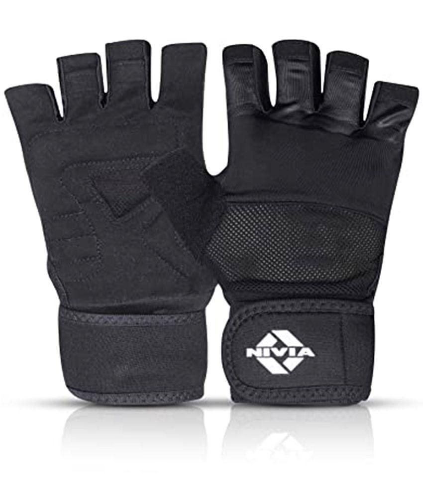 Nivia - Black Fingerless Gym Gloves ( 1 Pair ) - M