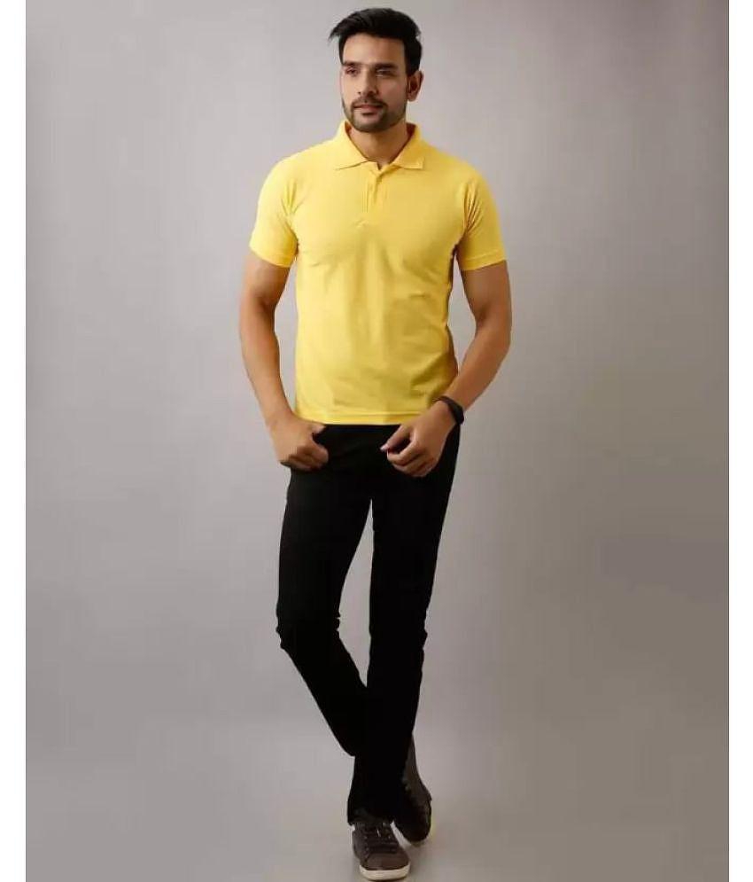 SKYRISE - Yellow Cotton Blend Slim Fit Men's Polo T Shirt ( Pack of 1 ) - None