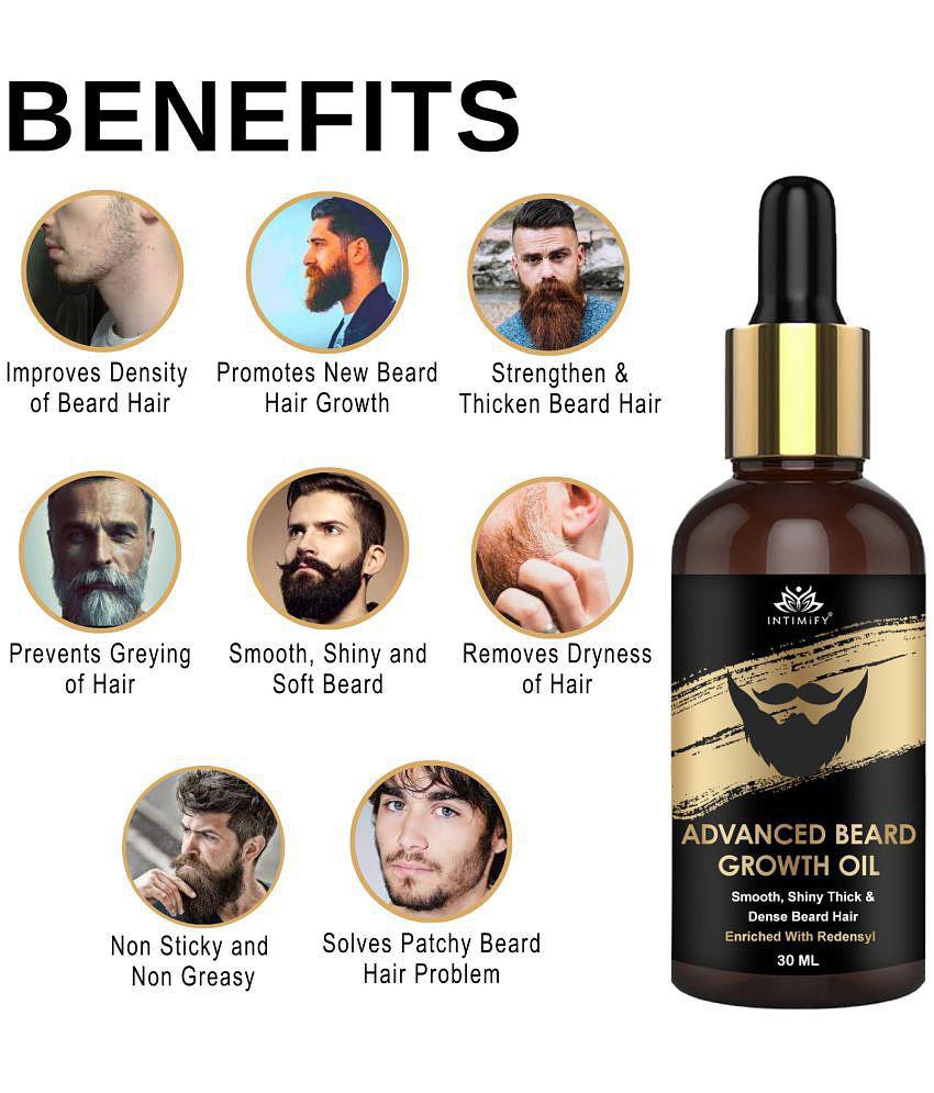 Intimify Advanced Beard Growth Oil, for hair beard oil, much beard oil, anti greying beard oil, 30 ml