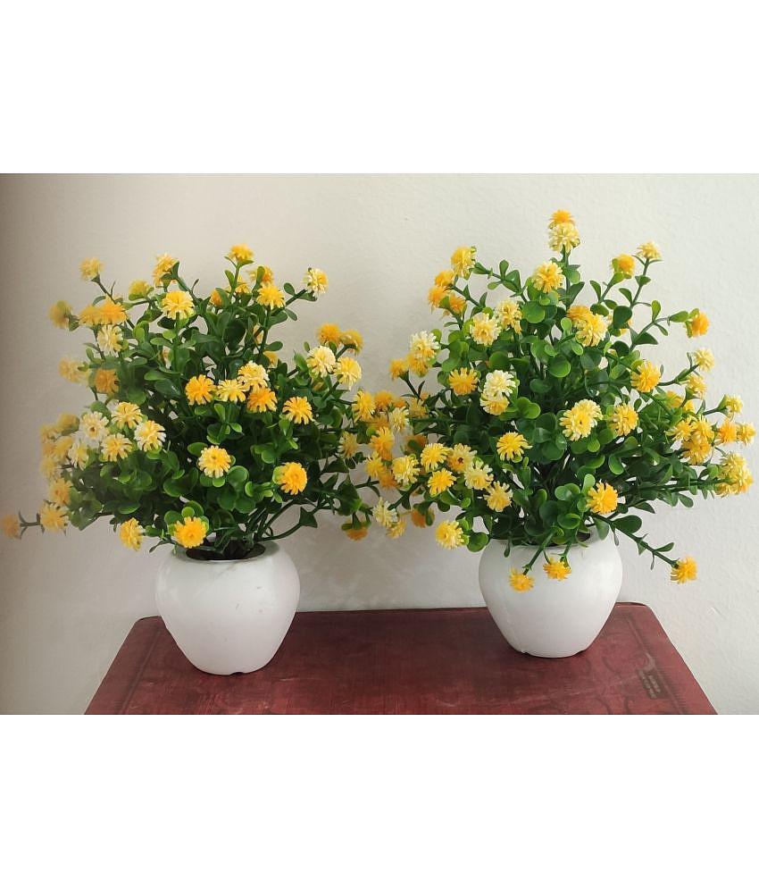 BAARIG - Yellow Daisy Artificial Flower ( Pack of 2 )