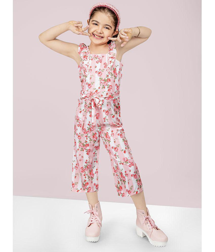 Naughty Ninos - Peach Polyester Girls Jumpsuit ( Pack of 1 ) - None