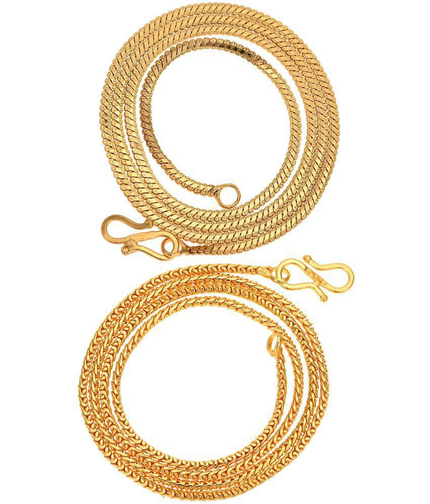 Stylish Men AanyaCentric Combo of 2 Gold Plated 22inches Long Fashion Chain - None 2025 at ShopC