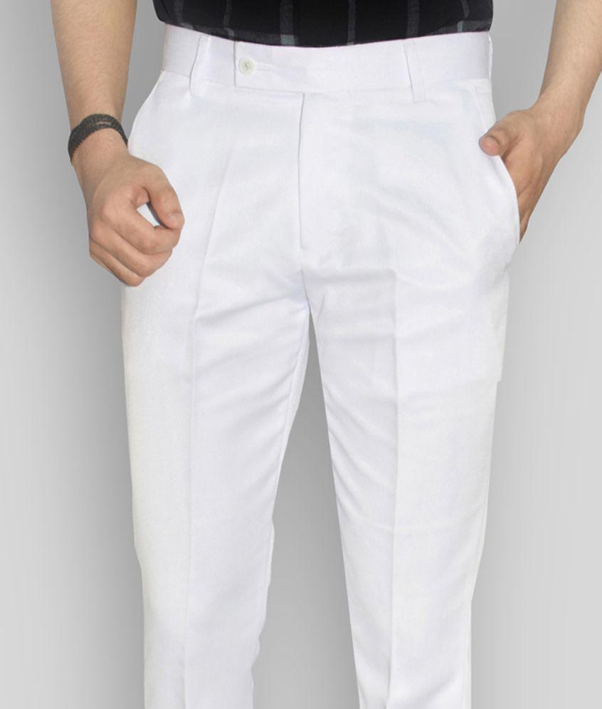Trendy Women Kundan - White Polycotton Slim - Fit Mens Formal Pants ( Pack of 1 ) - None 2025 at
