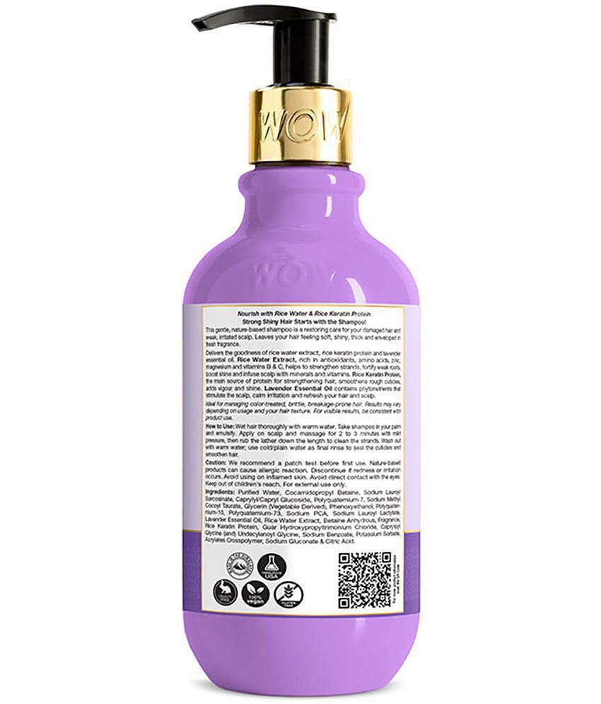 WOW Skin Science Rice Water Shampoo with Rice Water, Rice Keratin & Lavender Oil for Damaged, Dry and Frizzy Hair - 300mL