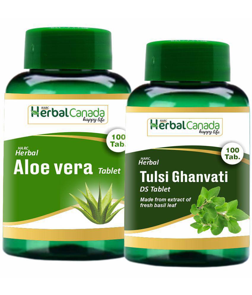 Herbal Canada Aloe vera(100Tab) + Tulsi(100Tab) Tablet 200 no.s Pack Of 2