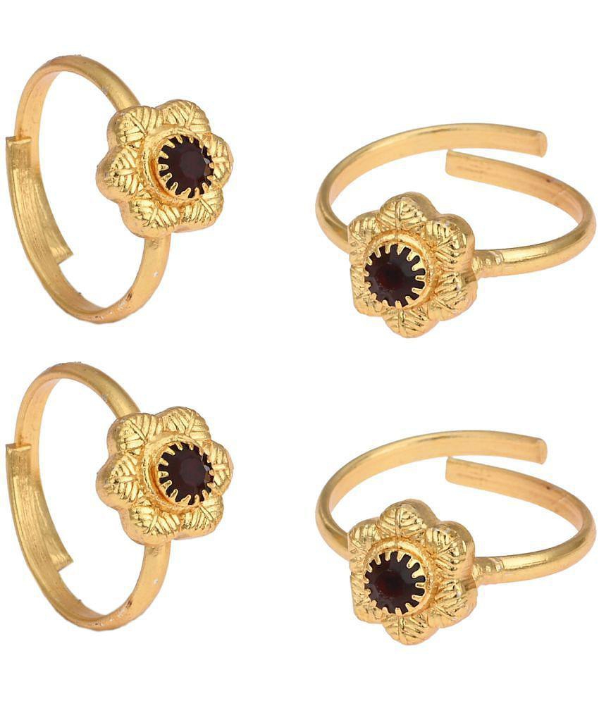 New Men AanyaCentric Gold & Silver Plated 4 Pair Toe Rings - Multi Color 2025 at ShopCircuit | O