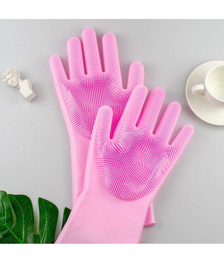 Handa - Pink Silicone Free Size Cleaning Gloves ( Pack of 1 )