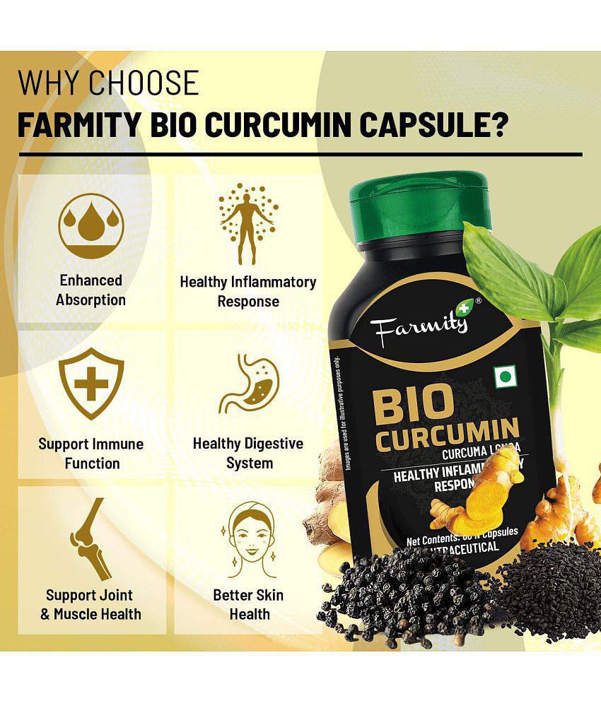 Farmity Bio-Curcumin With Bioperine 800 mg - 60 capsules | Supports Immunity Promotes Digestive Health