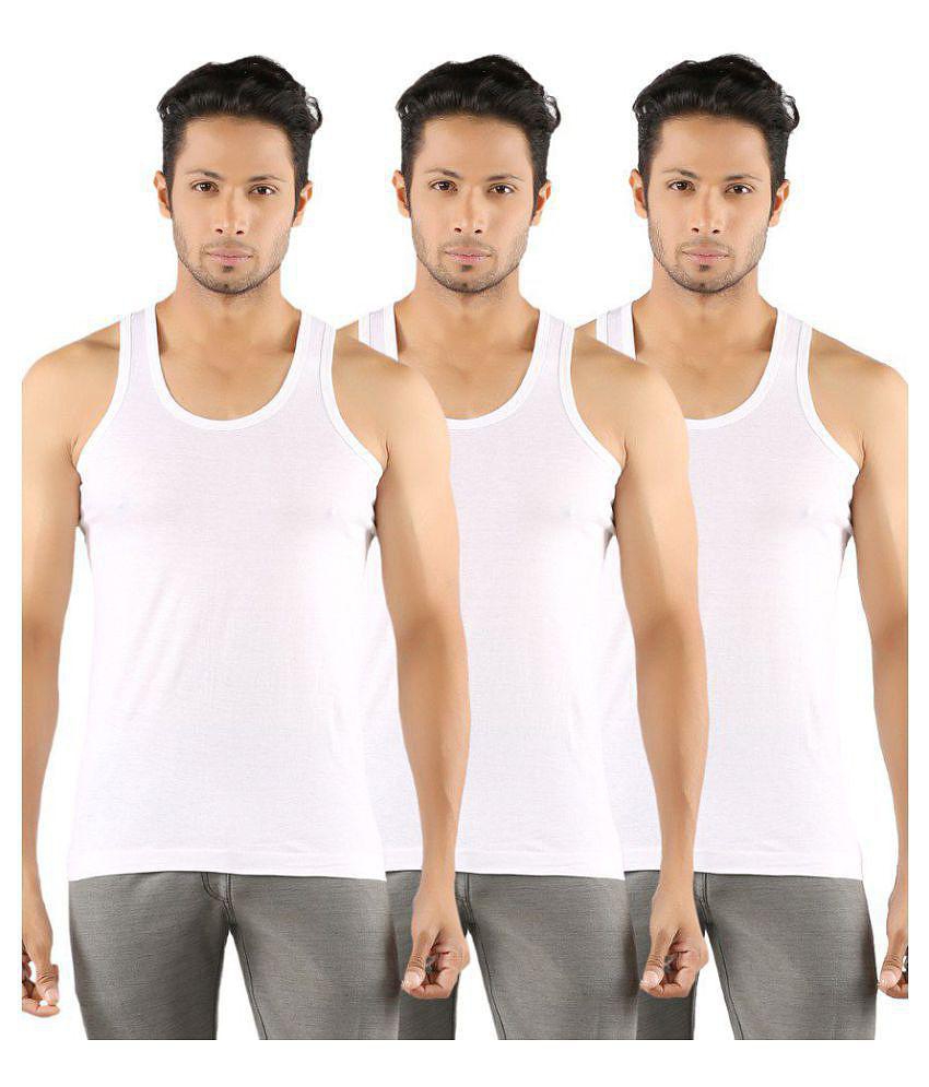 Solo - White Cotton Blend Mens Vest  ( Pack of 3 ) - 85