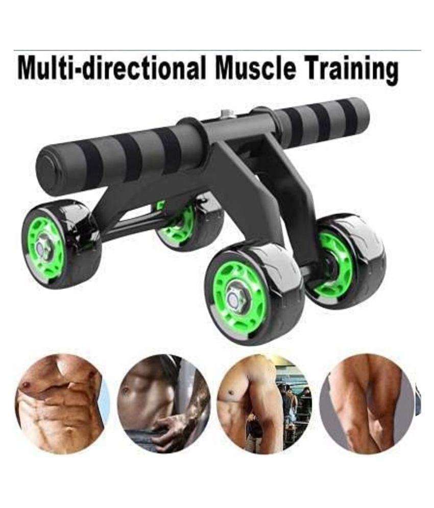 4 Wheel AB Wheel Roller - Abdominal fitness trainer and Stomach exercise machine - Workout System - with Knee Protection Pad - Home Gym Workout Exercise Equipment - Abdomen Muscle Training -