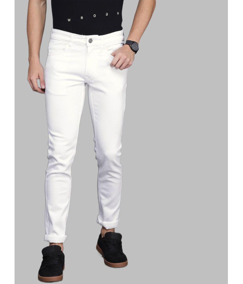 HALOGEN - White Denim Slim Fit Men's Jeans ( Pack of 1 ) - None