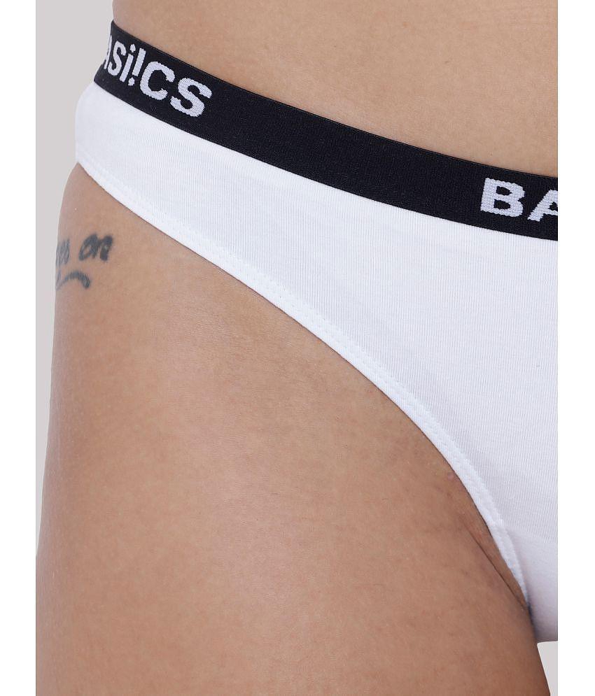 Stylish Men BASIICS By La Intimo - White BCPBR08 Cotton Lycra Solid Womens Bikini ( Pack of 1 ) 