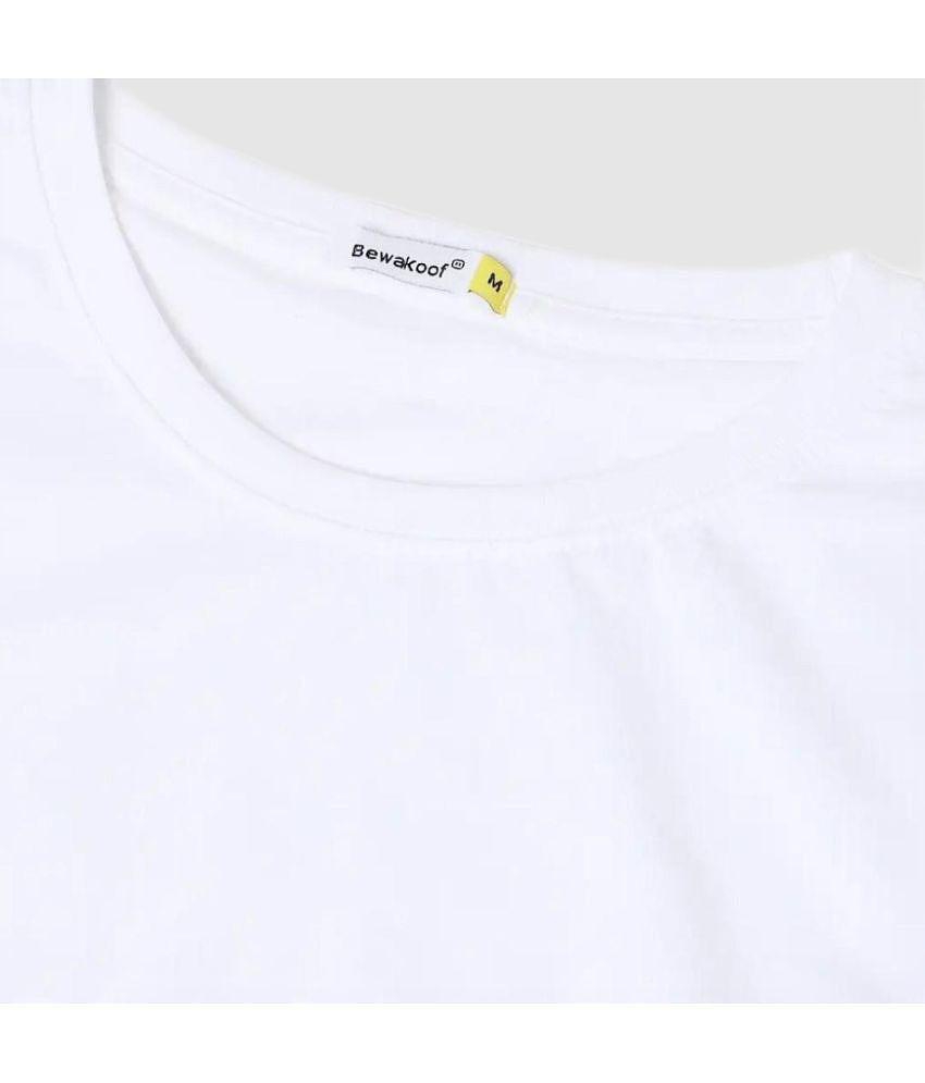 Bewakoof - White Cotton Oversized Fit Men's T-Shirt ( Pack of 1 ) - L, White