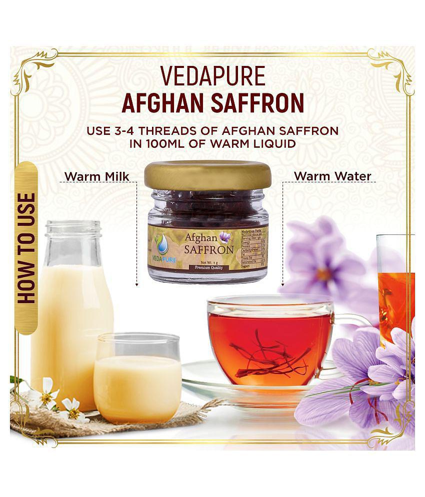 Vedapure Natural and Finest A++ Grade 1 Gram Afghani Kesar / Saffron Threads (Pack of 1)