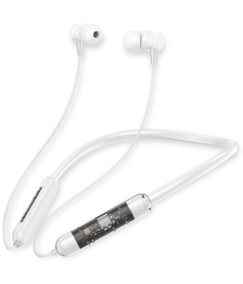 Tecsox In-the-ear Bluetooth Headset with Upto 30h Talktime Deep Bass - White - White