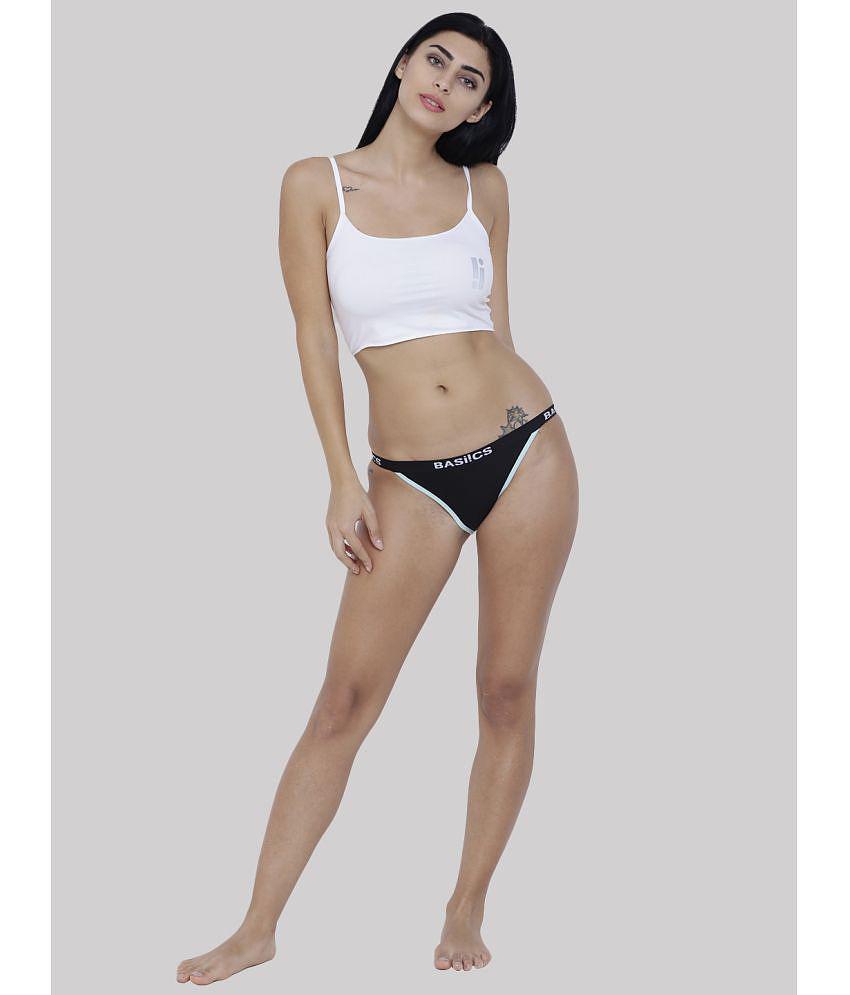 Premium Men BASIICS By La Intimo - Black BCPBR09 Cotton Lycra Solid Women's Crotchless ( Pack of